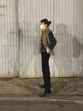 「タートルネック」｜「アイテム（レギンス/スパッツ）」を使った、MIKI UCHIKOSHIさん（レディース・158cm）の冬コーディネート