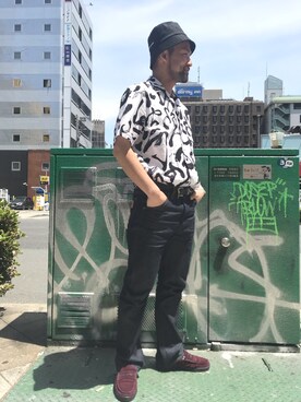 「L.H.P（エルエイチピー）のアイテム（帽子）」を使った、LHP大阪店 嶋村さん（メンズ・176cm）の春コーディネート