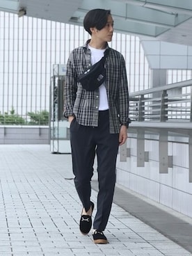 「アイテム（スリッポン）」を使った、TAGUCHIさん（メンズ・170cm）の夏コーディネート