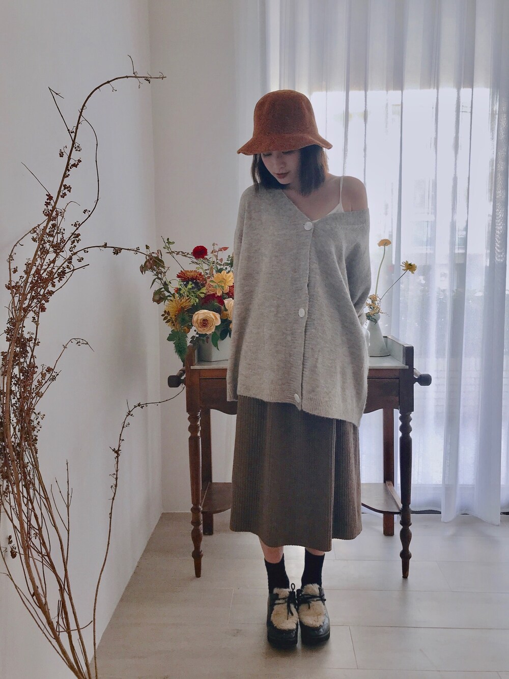 「girl」｜「GUのアイテム（シューズ、ブラウン系）」を使った、Tina Linさん（レディース・153cm）の冬コーディネートの1枚目の写真
