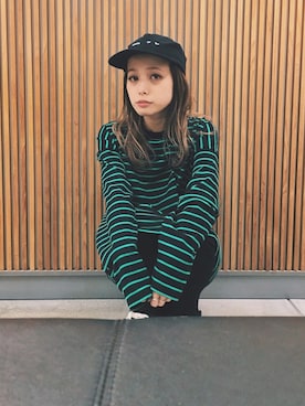 「MONKEY TIME（モンキータイム）のアイテム（キャップ）」を使った、asukaさん（レディース・150cm）の夏コーディネート