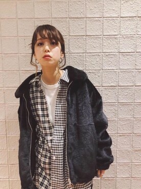 「MONKEY TIME（モンキータイム）のアイテム（ブルゾン）」を使った、asukaさん（レディース・150cm）の冬コーディネート