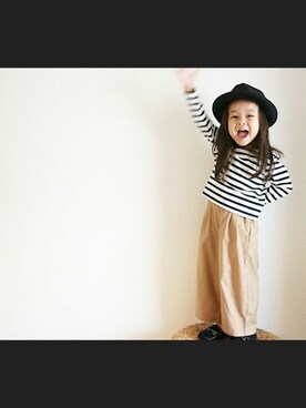 「アイテム（サロペット/オーバーオール、ブラウン系）」を使った、a_coordinateさん（キッズ・100cm）の秋コーディネート