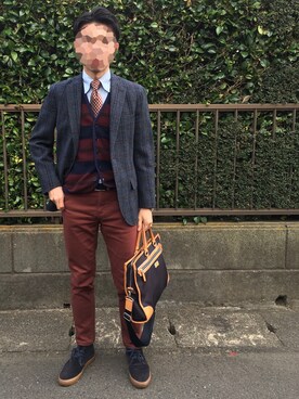 ネクタイを使った レンガ色 のメンズ人気ファッションコーディネート Wear