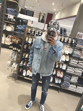「Guess（ゲス）のアイテム（デニムジャケット）」を使った、haruさん（メンズ・170cm）の冬コーディネート