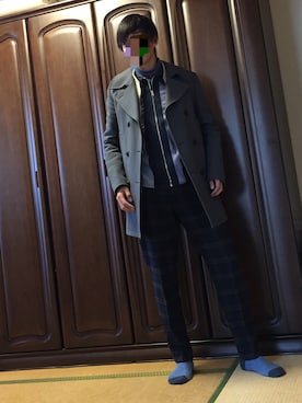 「Blue Standard （ブルースタンダード）のアイテム（パンツ）」を使った、Davidsさん（メンズ・178cm）の冬コーディネート
