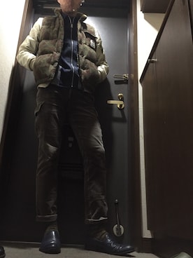 「アイテム（ダウンベスト、その他）」を使った、Davidsさん（メンズ・178cm）の春コーディネート