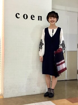 「coenスタッフスタイリング」｜「アイテム（パンプス）」を使った、coen  こすぎさん（レディース・161cm）の秋コーディネート