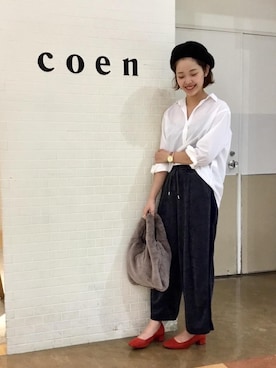 「coenスタッフスタイリング」｜「アイテム（パンプス）」を使った、coen  こすぎさん（レディース・161cm）の秋コーディネート