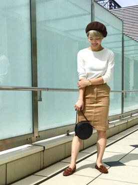 「coenスタッフスタイリング」｜「アイテム（ハンチング/ベレー帽）」を使った、coen  こすぎさん（レディース・161cm）の秋コーディネート