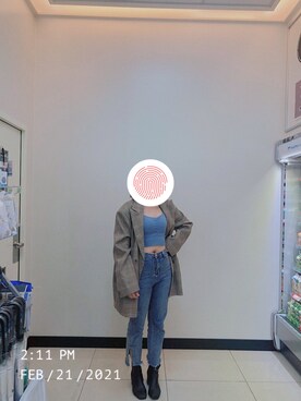 「NOのアイテム（トップス）」を使った、HSUさん（レディース・159cm）の春コーディネート