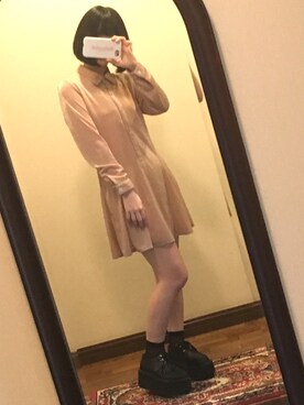 「グリッター」｜「アイテム（ワンピース）」を使った、トミカさん（レディース・154cm）の春コーディネート