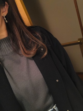 「BEAMS（ビームス）のアイテム（ピアス（両耳用））」を使った、オカメなピッグさん（レディース・169cm）の秋コーディネート