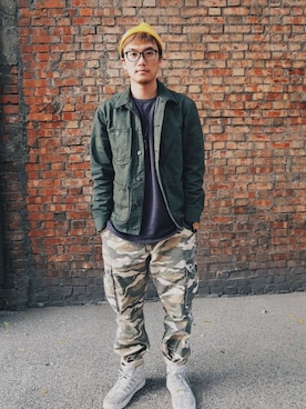 「TELLASON（テラソン）のアイテム」を使った、GenieChenさん（メンズ・177cm）の冬コーディネート