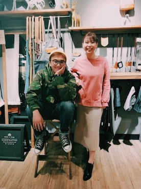 「VISVIM（ビズビム）のアイテム（デニムパンツ）」を使った、GenieChenさん（メンズ・177cm）の冬コーディネート