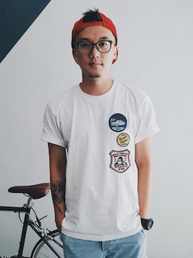 「Abercrombie&Fitch（アバークロンビーアンドフィッチ）のアイテム（カーゴパンツ）」を使った、GenieChenさん（メンズ・177cm）の夏コーディネート