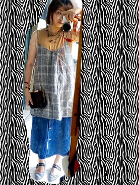 「SLY（スライ）のCHAIN RETRO POCHETTE（ショルダーバッグ、その他）」を使った、sayochinさん（レディース・158cm）の夏コーディネート