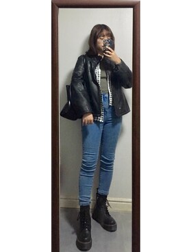 「EVRIS（エヴリス）のワイドバックオープントップス（Tシャツ/カットソー、グリーン系）」を使った、sayochinさん（レディース・158cm）の秋コーディネート