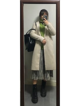 「jouetie（ジュエティ）のチュールレイヤードプリーツスカート（スカート、その他）」を使った、sayochinさん（レディース・158cm）の冬コーディネート