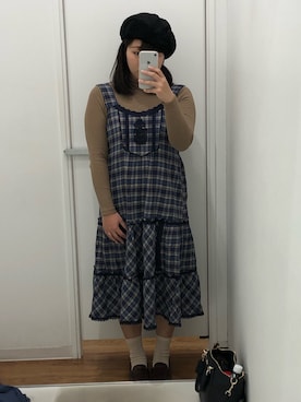 「axes femme（アクシーズファム）のアイテム（ジャンパースカート）」を使った、夏鈴ちゃんさん（レディース・155cm）の秋コーディネート