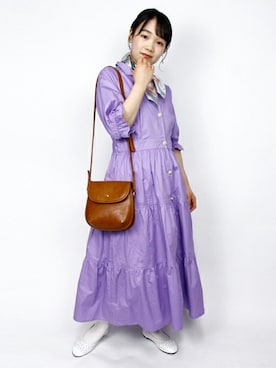 「アイテム（ワンピース/ドレス、パープル系）」を使った、ParAvionさん（レディース・155cm）の春コーディネート