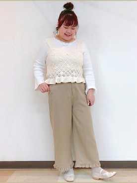 「メロートップス」｜「アイテム（ニット/セーター）」を使った、ParAvionさん（レディース・154cm）の春コーディネート