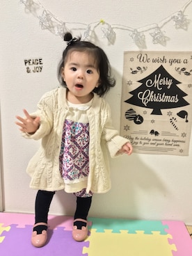 「アイテム（タイツ/ストッキング、ブルー系）」を使った、☆yuuuuua☆さん（キッズ・70cm）の冬コーディネート