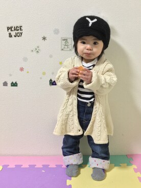 「アイテム（サスペンダー）」を使った、☆yuuuuua☆さん（キッズ・70cm）の冬コーディネート