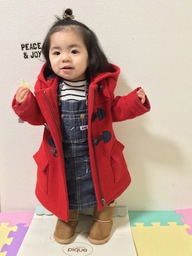 「アイテム（タイツ/ストッキング、ブルー系）」を使った、☆yuuuuua☆さん（キッズ・70cm）の冬コーディネート