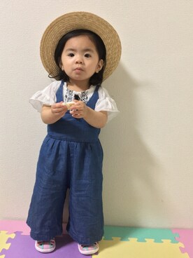 「アイテム（サロペット/オーバーオール）」を使った、☆yuuuuua☆さん（キッズ・70cm）の春コーディネート