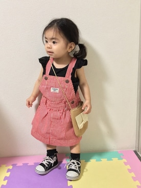 「OSHKOSH（オシュコシュ）のアイテム（ジャンパースカート）」を使った、☆yuuuuua☆さん（キッズ・70cm）の夏コーディネート