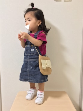 「アイテム（サロペット/オーバーオール）」を使った、☆yuuuuua☆さん（キッズ・70cm）の夏コーディネート