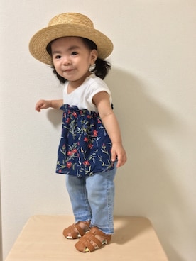 「切りっぱなしデニム」｜「アイテム（その他）」を使った、☆yuuuuua☆さん（キッズ・70cm）の夏コーディネート