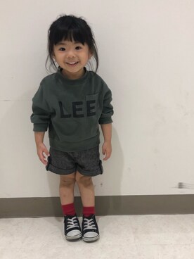 「アイラブCONVERSE」｜「アイテム（スウェット）」を使った、☆yuuuuua☆さん（キッズ・80cm）の秋コーディネート