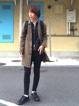 「アイテム（ステンカラーコート）」を使った、shunさん（メンズ・176cm・10代）の冬コーディネート