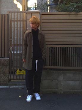 「アイテム（ステンカラーコート）」を使った、shunさん（メンズ・176cm・10代）の冬コーディネート