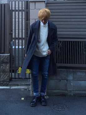 「マーチン」｜「アイテム（トレンチコート）」を使った、shunさん（メンズ・176cm）の冬コーディネート