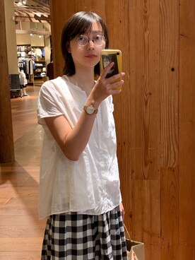 「MUJI」｜「アイテム（腕時計）」を使った、白日出没-さん（レディース・166cm）の夏コーディネート