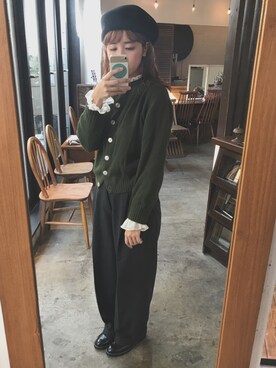 「HARUTA」｜「アイテム（ハンチング/ベレー帽）」を使った、sakiさん（レディース・161cm）の秋コーディネート
