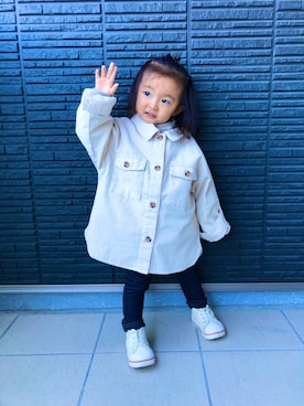 「GAP（ギャップ）の1969 マイ ファースト レギンス ジーンズ (ベビー)（デニムパンツ）」を使った、®️9さん（キッズ・80cm）の冬コーディネート