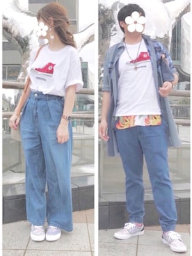 「チャイハネ（チャイハネ）のアイテム（タンクトップ）」を使った、あちきとメイさん（メンズ・176cm）の夏コーディネート