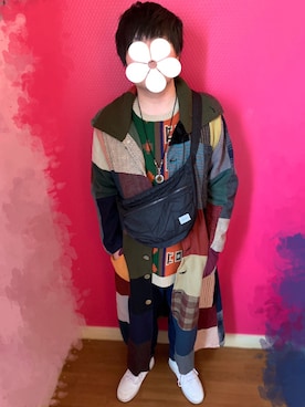 「チャイハネ（チャイハネ）のアイテム（ニット/セーター）」を使った、あちきとメイさん（メンズ・176cm）の秋コーディネート
