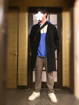 「ナイロンパーカー」｜「アイテム（その他トップス）」を使った、あちきとメイさん（メンズ・176cm）の春コーディネート