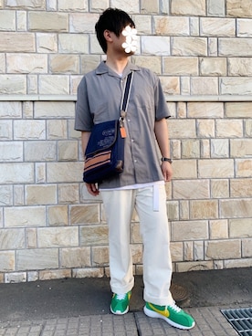 「しまむら（シマムラ）のアイテム（その他パンツ）」を使った、あちきとメイさん（メンズ・176cm）の夏コーディネート