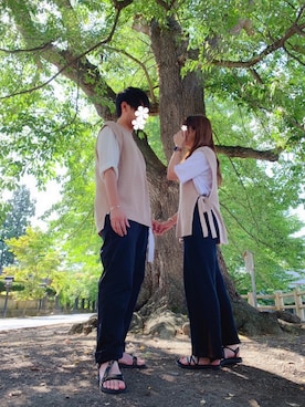 「アベイル」｜「アイテム（その他）」を使った、あちきとメイさん（メンズ・176cm）の夏コーディネート