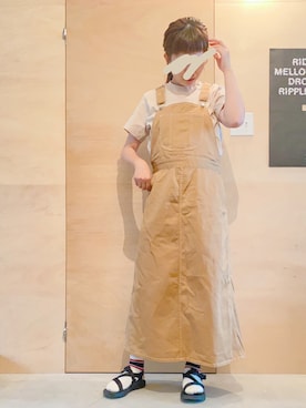 「folka（フォルカ）の【folka（フォルカ）】ロングサロペットスカート（サロペット/オーバーオール）」を使った、メトさん（レディース・155cm）の夏コーディネート