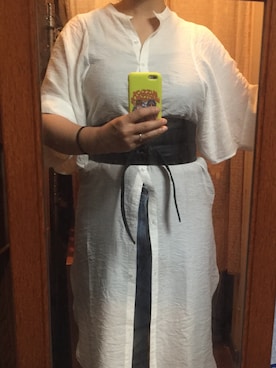 「OSMOSIS（オズモーシス）のアイテム（シャツワンピース）」を使った、yu-ra-riさん（レディース・165cm）の夏コーディネート
