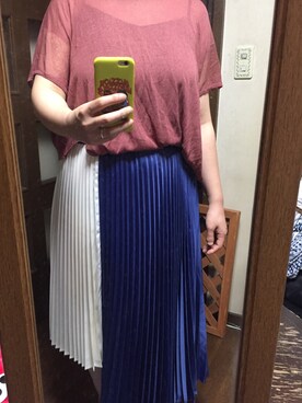 「アイテム（その他トップス、ブラウン系）」を使った、yu-ra-riさん（レディース・165cm）の夏コーディネート