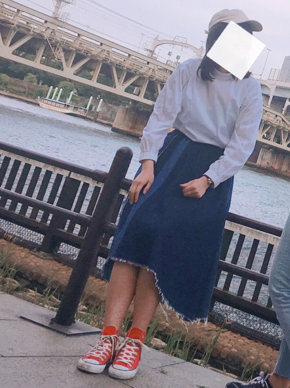 ★新品★【niko and...】ニコアンド ハギハギデニムスカート ブルー Ｌサイズ★ ハギハギデニムフレアスカートniko andを使った人気