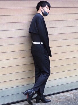 「endevice（エンデヴァイス）のアイテム（シューズ）」を使った、シ マ ザ キさん（メンズ・173cm）の冬コーディネート